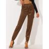 imageAllegra K Womens Satin Pants Tie Elastic High Waist Shiny Silky Dressy Satin Cargo JoggersCoffee