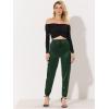 imageAllegra K Womens Satin Pants Tie Elastic High Waist Shiny Silky Dressy Satin Cargo JoggersDark Green