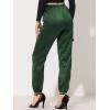 imageAllegra K Womens Satin Pants Tie Elastic High Waist Shiny Silky Dressy Satin Cargo JoggersDark Green