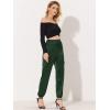 imageAllegra K Womens Satin Pants Tie Elastic High Waist Shiny Silky Dressy Satin Cargo JoggersDark Green