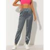 imageAllegra K Womens Satin Pants Tie Elastic High Waist Shiny Silky Dressy Satin Cargo JoggersGrey