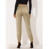 imageAllegra K Womens Satin Pants Tie Elastic High Waist Shiny Silky Dressy Satin Cargo JoggersKhaki