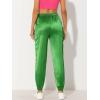 imageAllegra K Womens Satin Pants Tie Elastic High Waist Shiny Silky Dressy Satin Cargo JoggersLight Green