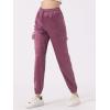 imageAllegra K Womens Satin Pants Tie Elastic High Waist Shiny Silky Dressy Satin Cargo JoggersPink Purple