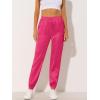 imageAllegra K Womens Satin Pants Tie Elastic High Waist Shiny Silky Dressy Satin Cargo JoggersRose Red