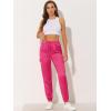 imageAllegra K Womens Satin Pants Tie Elastic High Waist Shiny Silky Dressy Satin Cargo JoggersRose Red