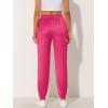imageAllegra K Womens Satin Pants Tie Elastic High Waist Shiny Silky Dressy Satin Cargo JoggersRose Red