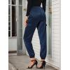 imageAllegra K Womens Satin Pants Tie Elastic High Waist Shiny Silky Dressy Satin Cargo JoggersRoyal Blue