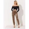 imageAllegra K Womens Satin Pants Tie Elastic High Waist Shiny Silky Dressy Satin Cargo JoggersTan