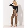 imageAllegra K Womens Satin Pants Tie Elastic High Waist Shiny Silky Dressy Satin Cargo JoggersTan