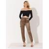 imageAllegra K Womens Satin Pants Tie Elastic High Waist Shiny Silky Dressy Satin Cargo JoggersTan