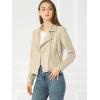 imageAllegra K Womens Short Soft Zip Up Faux Suede Biker Moto JacketBeige