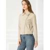 imageAllegra K Womens Short Soft Zip Up Faux Suede Biker Moto JacketBeige