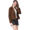 imageAllegra K Womens Short Soft Zip Up Faux Suede Biker Moto JacketDark Brown