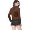 imageAllegra K Womens Short Soft Zip Up Faux Suede Biker Moto JacketDark Brown