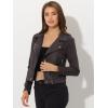 imageAllegra K Womens Short Soft Zip Up Faux Suede Biker Moto JacketDark Gray