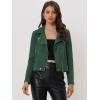 imageAllegra K Womens Short Soft Zip Up Faux Suede Biker Moto JacketDark Green