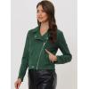 imageAllegra K Womens Short Soft Zip Up Faux Suede Biker Moto JacketDark Green