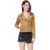 imageAllegra K Womens Short Soft Zip Up Faux Suede Biker Moto JacketKhaki
