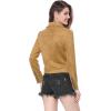 imageAllegra K Womens Short Soft Zip Up Faux Suede Biker Moto JacketKhaki