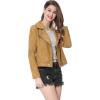 imageAllegra K Womens Short Soft Zip Up Faux Suede Biker Moto JacketKhaki