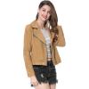 imageAllegra K Womens Short Soft Zip Up Faux Suede Biker Moto JacketLight Khaki