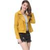 imageAllegra K Womens Short Soft Zip Up Faux Suede Biker Moto JacketMustard