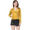 imageAllegra K Womens Short Soft Zip Up Faux Suede Biker Moto JacketMustard