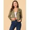 imageAllegra K Womens Short Soft Zip Up Faux Suede Biker Moto JacketPale Khaki