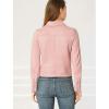 imageAllegra K Womens Short Soft Zip Up Faux Suede Biker Moto JacketPink