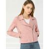 imageAllegra K Womens Short Soft Zip Up Faux Suede Biker Moto JacketPink