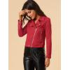 imageAllegra K Womens Short Soft Zip Up Faux Suede Biker Moto JacketRed