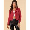 imageAllegra K Womens Short Soft Zip Up Faux Suede Biker Moto JacketRed