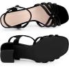 imageAllegra K Womens Square Toe Slingback Chunky Heels Velvet SandalsBlack