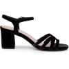 imageAllegra K Womens Square Toe Slingback Chunky Heels Velvet SandalsBlack