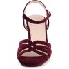 imageAllegra K Womens Square Toe Slingback Chunky Heels Velvet SandalsBurgundy