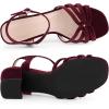 imageAllegra K Womens Square Toe Slingback Chunky Heels Velvet SandalsBurgundy