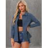 imageAllegra K Womens Utility Jacket Zip Up Drawstring Waist Snap Buttons Lightweight Anorak Jackets with PocketsDeep Gray Blue