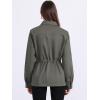 imageAllegra K Womens Utility Jacket Zip Up Drawstring Waist Snap Buttons Lightweight Anorak Jackets with PocketsGrey