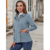 imageAllegra K Womens Utility Jacket Zip Up Drawstring Waist Snap Buttons Lightweight Anorak Jackets with PocketsGrey Blue