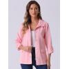 imageAllegra K Womens Utility Jacket Zip Up Drawstring Waist Snap Buttons Lightweight Anorak Jackets with PocketsPink