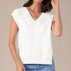 imageAllegra K Womens V Neck Sweater Vest 2025 Ribbed Knit Sleeveless Casual Loose Fit Pullover Sweaters TopWhite