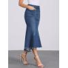 imageAllegra K Womens Washed Fishtail Denim Skirt High Waist Raw Hem Fashion Casual Midi Jean Skirts with PocketsDeep Blue