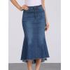 imageAllegra K Womens Washed Fishtail Denim Skirt High Waist Raw Hem Fashion Casual Midi Jean Skirts with PocketsDeep Blue