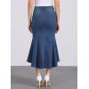 imageAllegra K Womens Washed Fishtail Denim Skirt High Waist Raw Hem Fashion Casual Midi Jean Skirts with PocketsDeep Blue
