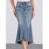 imageAllegra K Womens Washed Fishtail Denim Skirt High Waist Raw Hem Fashion Casual Midi Jean Skirts with PocketsGrey Blue