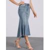 imageAllegra K Womens Washed Fishtail Denim Skirt High Waist Raw Hem Fashion Casual Midi Jean Skirts with PocketsGrey Blue