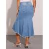 imageAllegra K Womens Washed Fishtail Denim Skirt High Waist Raw Hem Fashion Casual Midi Jean Skirts with PocketsLight Blue