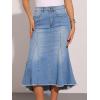 imageAllegra K Womens Washed Fishtail Denim Skirt High Waist Raw Hem Fashion Casual Midi Jean Skirts with PocketsLight Blue