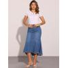 imageAllegra K Womens Washed Fishtail Denim Skirt High Waist Raw Hem Fashion Casual Midi Jean Skirts with PocketsMedium Blue
